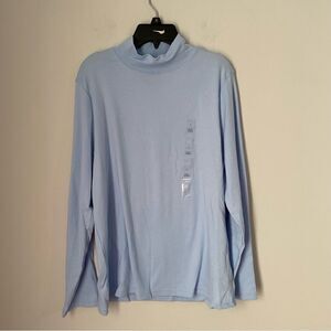 Karen Scott Women’s Mock Neck Long Sleeve Basic Blue Tee size L